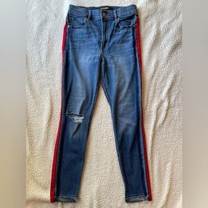 Zara high rise ankle legging red detailing skinny size 4